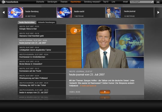 Screenshot Mediatheak ZDF