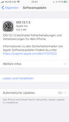 Das Update iOS 13.1.3 ist je nach Endgert rund 105 MB gro und beseitigt u.a. Probleme mit Bluetooth.