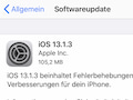 Das Update iOS 13.1.3 ist je nach Endgert rund 105 MB gro und beseitigt u.a. Probleme mit Bluetooth.