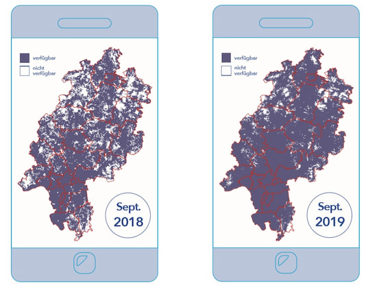 Die Mobilfunkabdeckung mit LTE hat sich in Hessen von 2018 auf 2019 sprbar verbessert. Viele Handyvertrge "knnen" inzwischen auch LTE