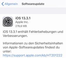 iOS 13.3.1 ist da