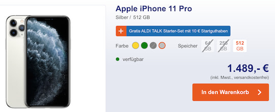 Das Apple iPhone 11 Pro bei Aldi Talk im Angebot