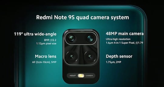 Das Quadkamera-System des Redmi Note 9S