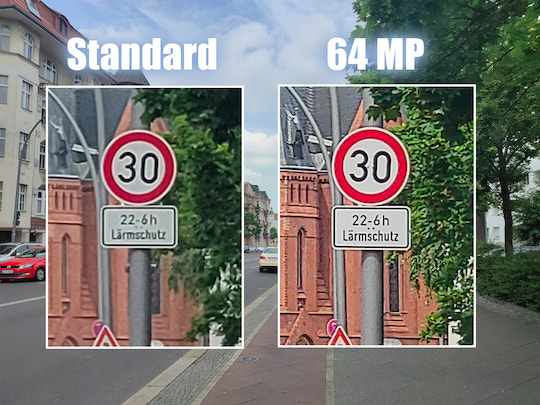 Standard-Modus vs. 64-Megapixel-Modus