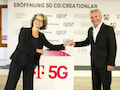 Telekom-Vorstand fr Technologie und Innovation Claudia Nemat und Wirtschafts- und Digitalminister Prof. Dr. Andreas Pinkwart erffnen das 5G Co:Creation Lab
