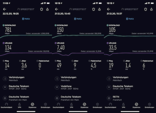 Speedtests im 5G-Netz