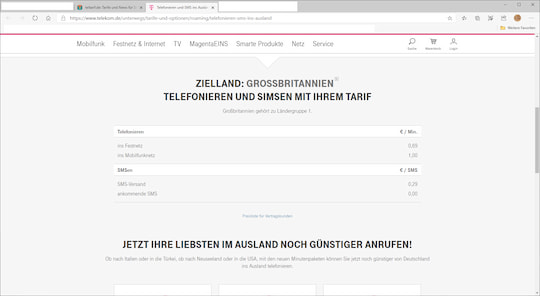 Auf ihrer Homepage teilt die Telekom ihre neuen Verbindungspreise ins Ausland mit. Grobritannien ist jetzt Lndergruppe 1