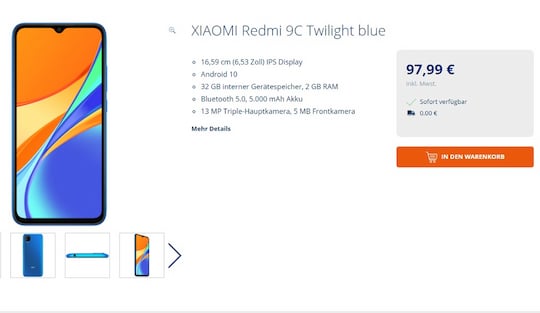 Das Xiaomi Redmi 9C im Angebot