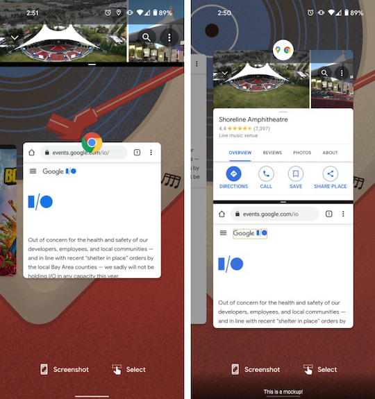 Split-Screen: Links Android 11, rechts Android 12 (Mockup)