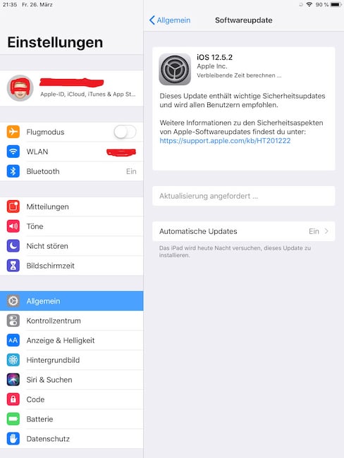 Ein fast 8 Jahre altes iPad Air (2013) bekommt noch ein Sicherheits-Update auf iOS 12.5.2