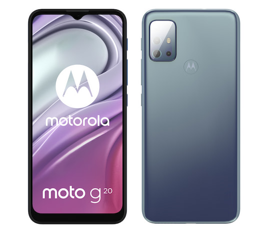Das Motorola Moto G20 von vorne und von hinten