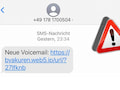 Phishing-SMS „Neue Voicemail“