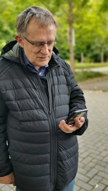 Der Autor beim VoNR-Test in Potsdam