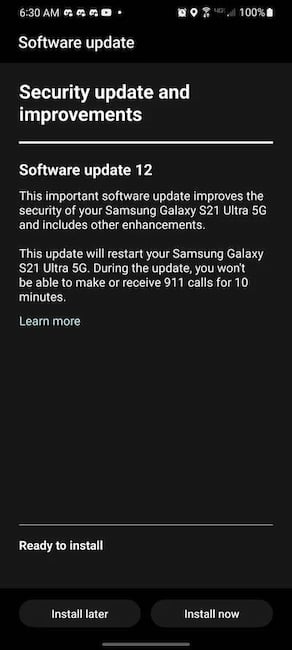 Samsung Galaxy S21 Update