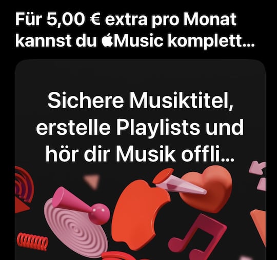 Werbung fr Umstieg auf die "Vollversion" von Apple Music