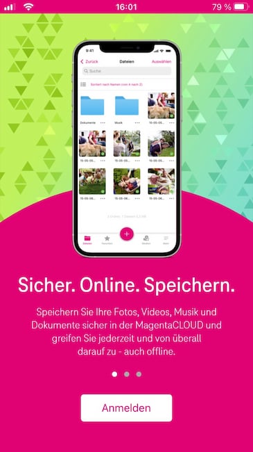 Startbildschirm der Smartphone App (fr iOS und Android)