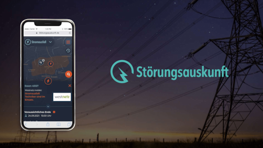 Die Webseite strungsauskunft.de wird vom Energieversorger Westenergie betrieben.