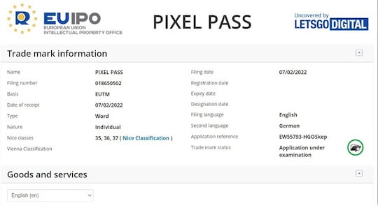 EUIPO-Dokument des Pixel Pass