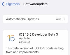 iOS 15.5 Beta 3 verfgbar