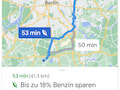 Google Maps zeigt spritsparende Routen-Alternative