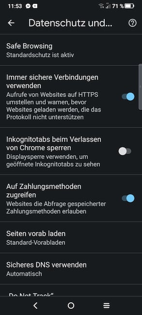 Chrome fr Android: Meneintrag-Inkognitotabs sperren