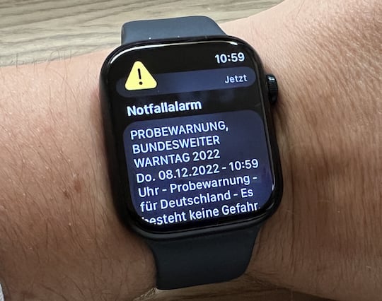 Warnmeldung auf der Apple Watch 7