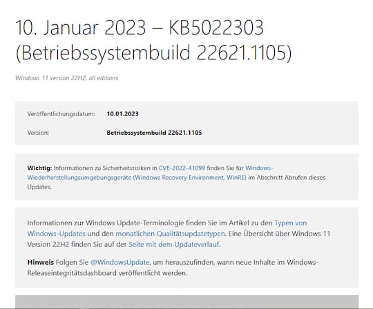 Microsoft informiert in deutscher und englischer Sprache ber Updates und Sicherheitspatches.