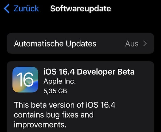 Erste Beta von iOS 16.4 verfgbar