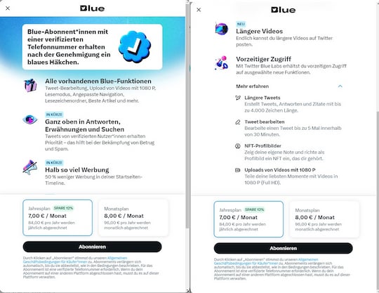 Twitter Blue fr deutsche Anwender