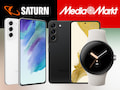 Oster-Angebote bei MediaMarkt und Saturn (u.a. Galaxy S21 FE (l.), Galaxy S22 (M.) und Pixel Watch