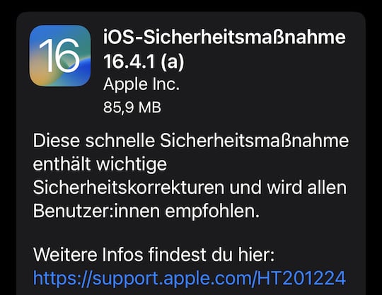 iOS 16.4.1 (a) ist da