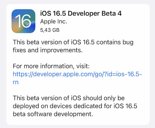 iOS 16.5 Beta 4 ist verfgbar