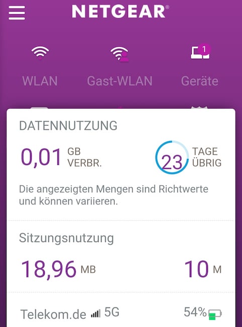 Blick in die Netgear-Mobile-App