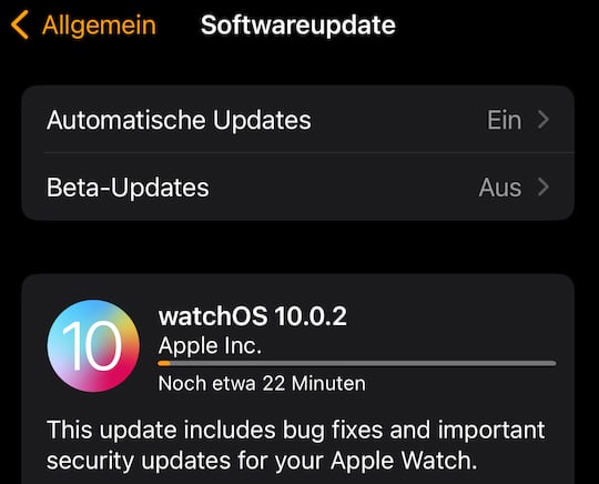 watchOS 10.0.2 nur fr aktuelle Apple-Watch-Generation