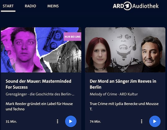 Startseite der ARD-Audiothek