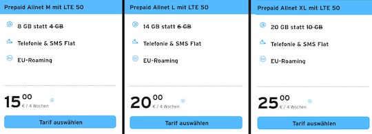 Die LTE-50-Prepaidtarife von congstar
