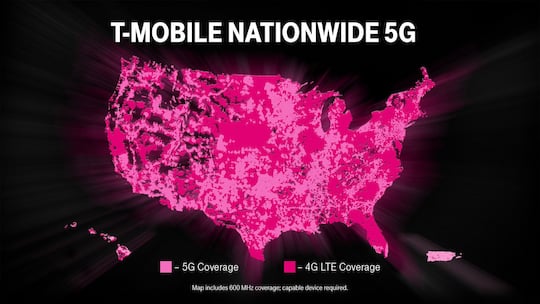 Nationwide (landesweit) soll T-Mobile USA mit 5G/4G versorgen. Zu 2G/GSM haben wir keine aktuellen Karten gefunden.