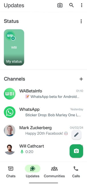WhatsApp-Beta 2.24.4.23: Verbesserte Benutzeroberflche fr die Statusaktualisierungsleiste