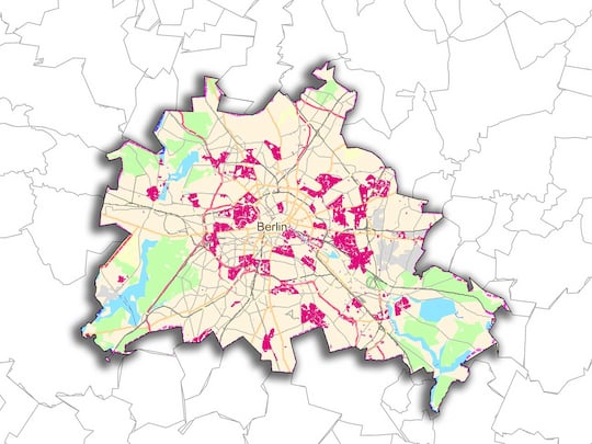 Die (fertigen) Glasfaserausbaugebiete der Telekom in Berlin
