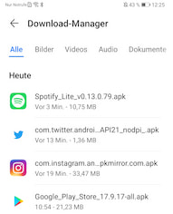 Heruntergeladene APKs im Download-Manager