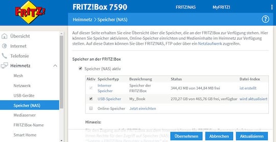 Screenshot FritzBox Admin-Oberflche