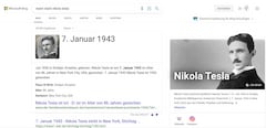 Bing Onebox Nikola Tesla Tod