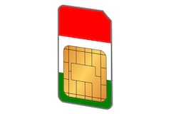 Eine SIM-Karte in den Farben der italienischen Flagge.