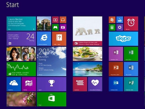 Kachelansicht von Microsoft Windows 8.1